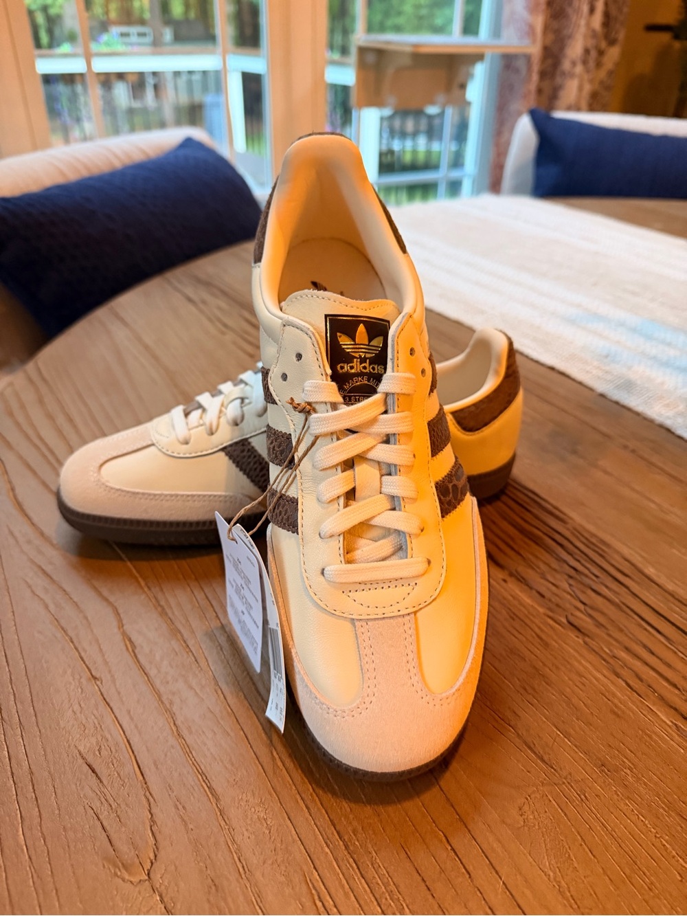adidas Samba Cream and Brown Leather Sneakers - Picture 4 of 6